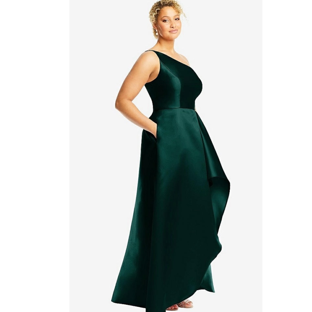 ALFRED SUNG: One-Shoulder Satin Gown (NWT) - Picture 3 of 7
